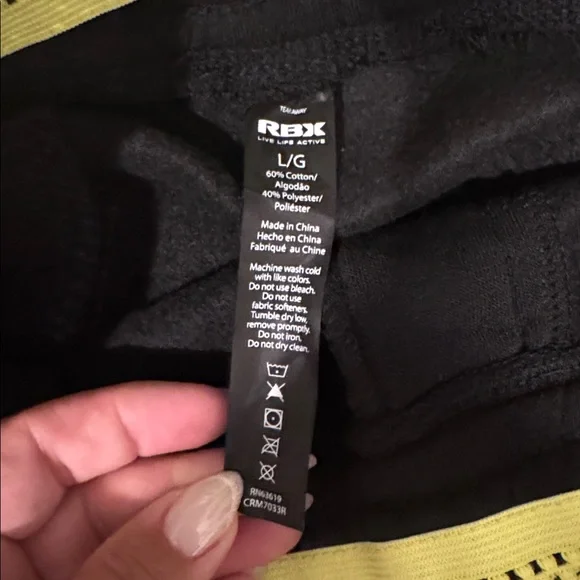 🆕 RBX Black Pants with Neon Yellow Highlights Size Large K13 - Picture 5 of 6